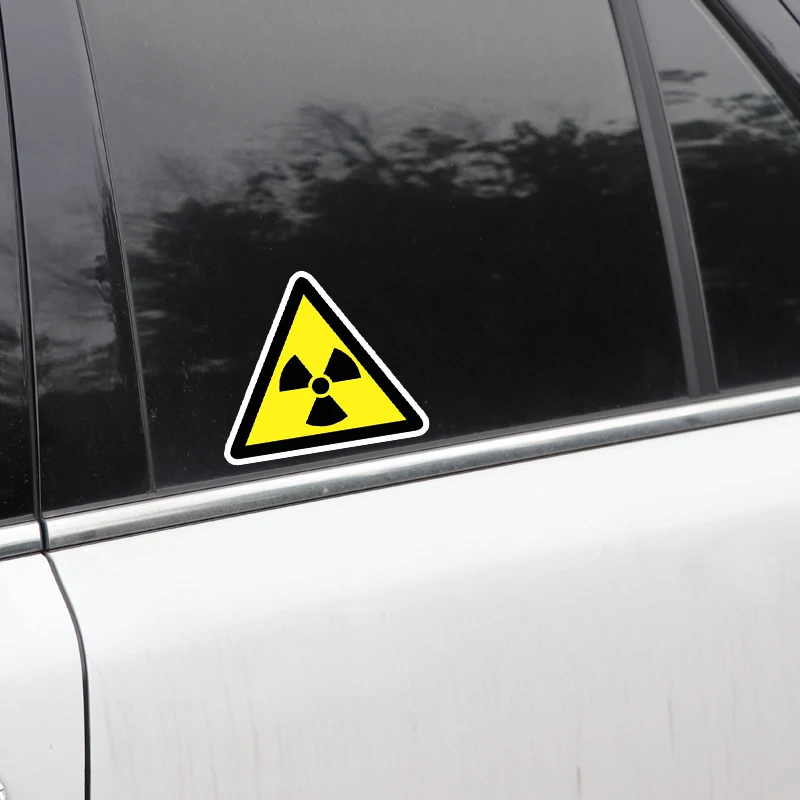 

14cm X 12cm 1 Pcs Decals Exterior Accessorie Danger Radiation Risk Funny Car Sticker PVC Warning Vinyl Decal for Buick Sticker