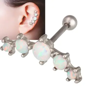 

Nail Art Fashion Stainless Steel Earrings Stylish Synthesis Opal Ear Bone Stud Jewelry Accessory (White) Rhinestones