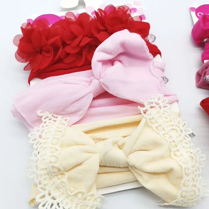 3PCS Kids Baby Girl Princess Headband Toddler Lace Bow Flower Hair Band Accessories