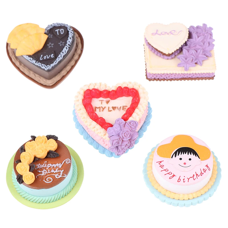 

Random 1pc Hot sale Birthday Cake Model Simulation Food Miniature Figurine Pretend play Kitchen Toy