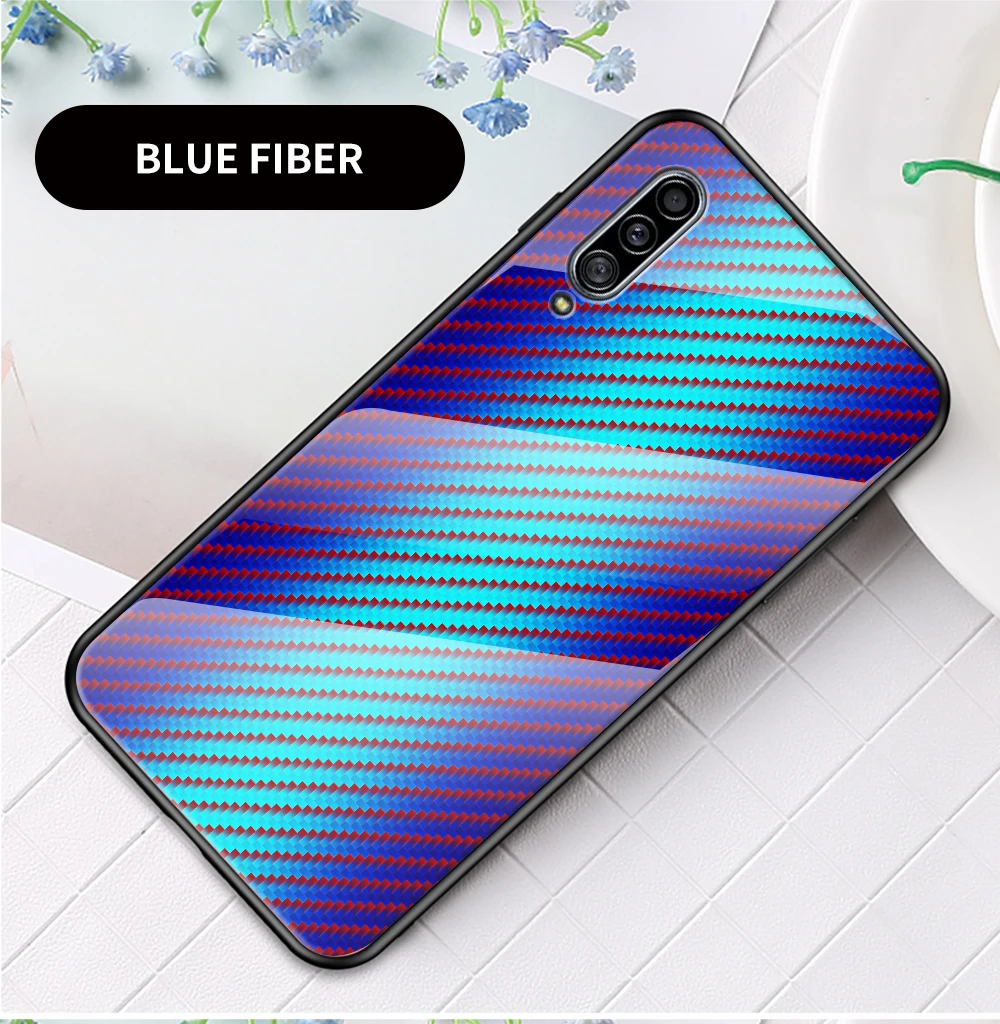 Для samsung A80 чехол для телефона Роскошный чехол из углеродного волокна из закаленного стекла для samsung Galaxy A 90 градиентный витражный чехол для телефона