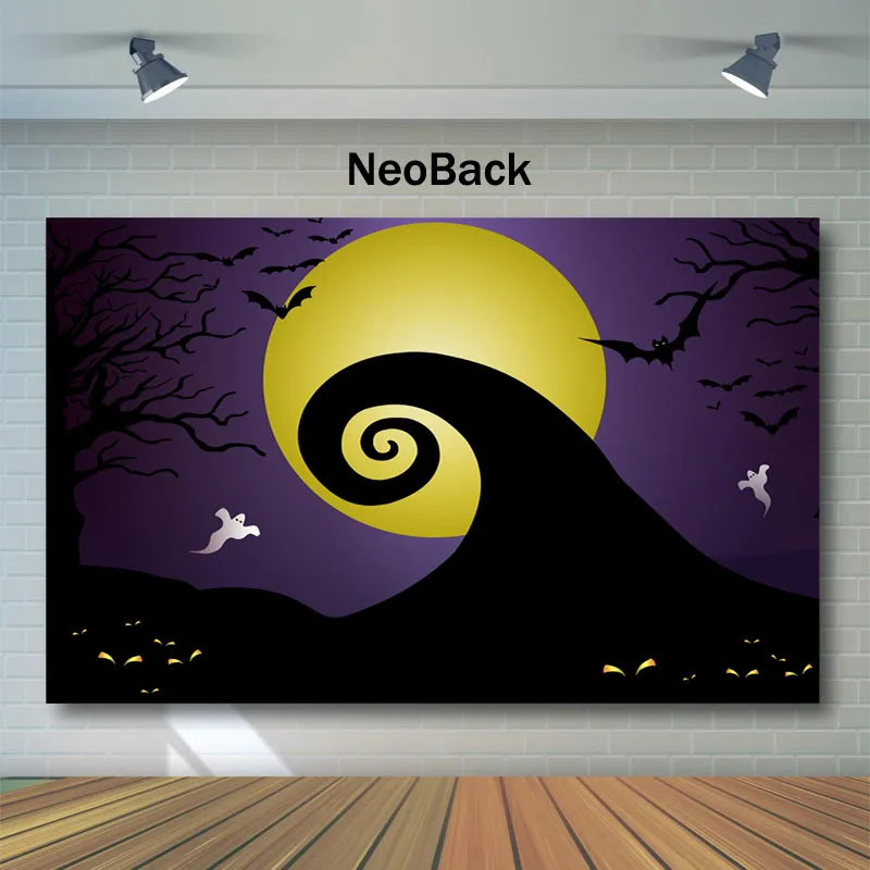 

NeoBack Happy Halloween Backdrop Old Trees Pumpkin Lanterns Photography Backdrops Children Night Party Background Photography