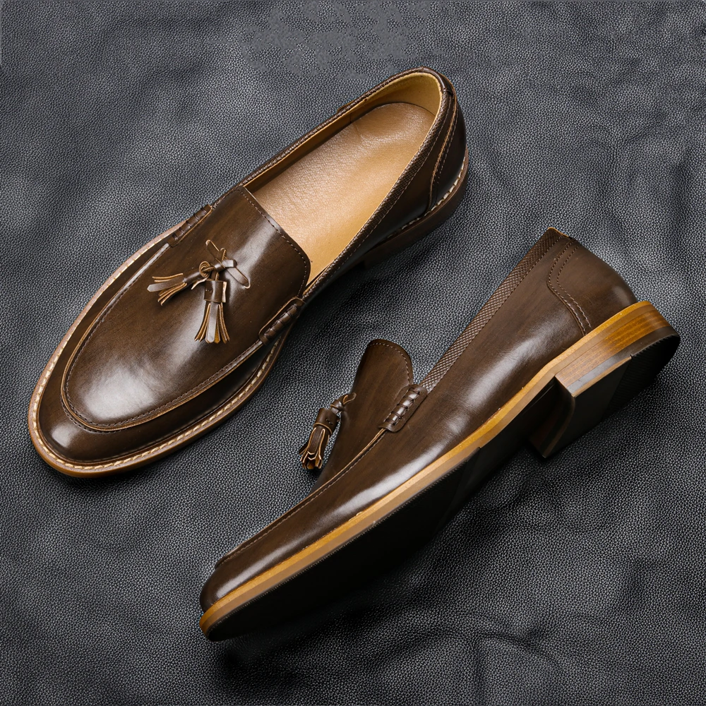 Zapatos informales de lujo para hombre, mocasines cómodos a la moda, de cuero, 7 ~ 12, # AL701, 2021