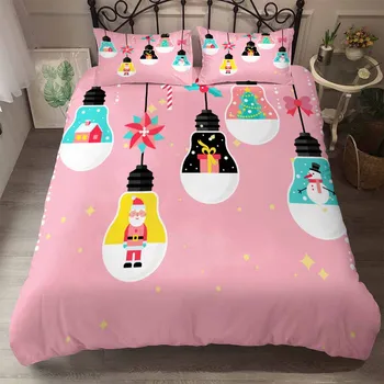 

BEST.WENSD European and American Style Christmas Home Textile Bedding Set Creative Light Bulb 3d Comforter Set King Size 4pcs
