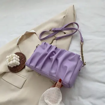 

Luxury Designer Pleated Shoulder Bags For Women 2020 Fashion Small PU Leather Crossbody Bag Travel Chain Handbags and Purses