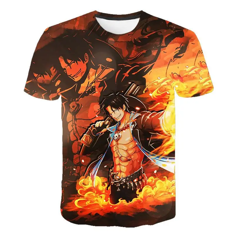 

Summer New 3d T-shirt Luffy Straw Hat Japanese Anime Funny T-shirt Men's Women O-neck Black Short-sleeved T-shirt Super Large Si