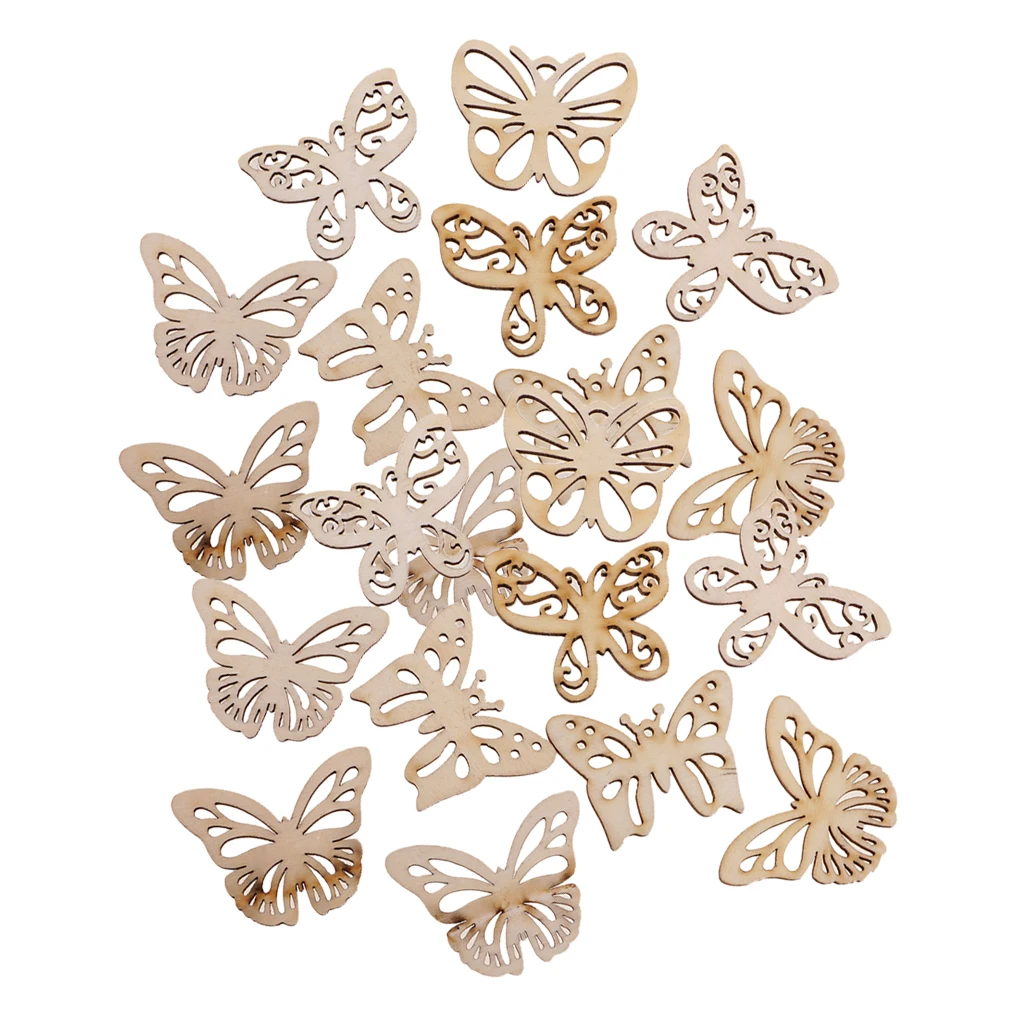 20 шт Деревянный Бабочка ломтики пустой Именные Бирки деревянные ярлыки