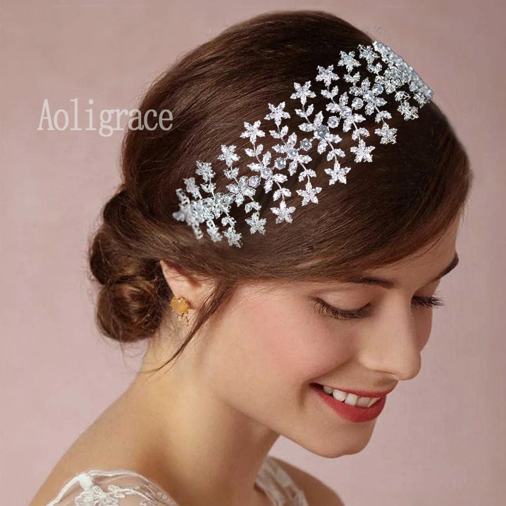 2022 Fashion Cubic Zirconia Soft Headband CZ Wedding Hairband for Women Diadem Bride Princess Headpiece Crowns Hair Accessories