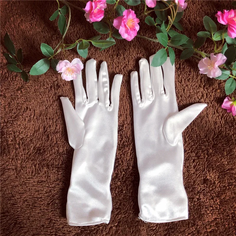 Новые белые короткие женские свадебные перчатки для девочек вечерние перчатки с бантиком