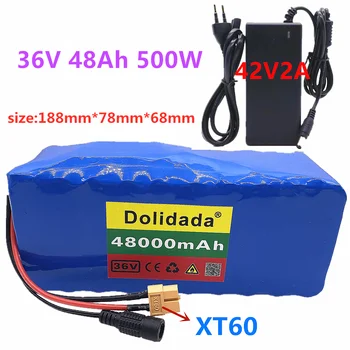 

XT60 interface 36V battery 10S4P 48Ah battery pack 500W high power battery 42V48000mAh Ebike electric bike BMS + 42v charger