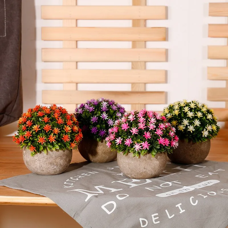 Искусственные цветы набор Gypsophila paniculat+ керамический маленький горшок ваза цветы бонсай поддельные цветы для свадьбы сад фермерский дом деко