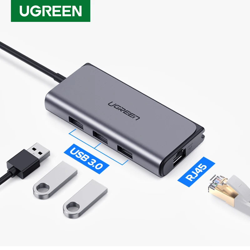Ugreen USB C концентратор Ethernet для нескольких 3 0 RJ45 сетевой адаптер док станция MacBook Pro