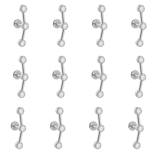 G23 Titanium&Steel 16G Cz Labret Lip Ring Crystal Cluster Ear Cartilage Tragus Helix Earrings Piercing Screw Fit Top 16g