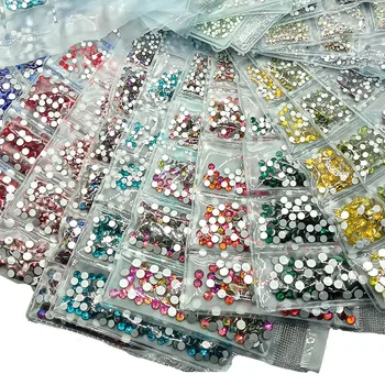 

Multi-size Glass Nail Rhinestones For Nails Art Decorations Crystals Strass Charms SS4-SS16 Partition Mixed Size Rhinestone Set