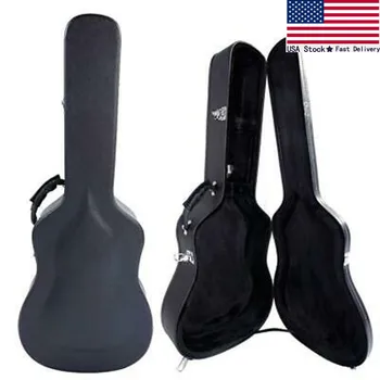 

41" Arched Simple Style Acoustic Guitar Hard Shell Case Black