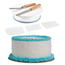 6 шт. Пластик DIY Торт Стенд поворотный стол со скребками гладкие поверхности нетоксичный кухонный нож для теста инструмент для украшения выпечки