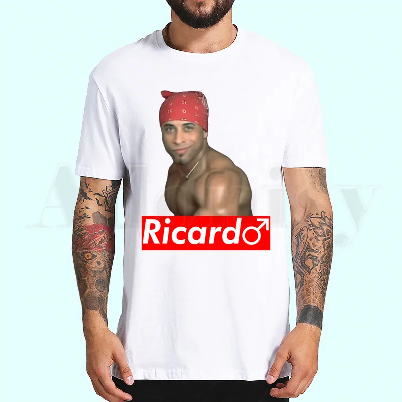 Ricardo Milos, Мужская футболка, летняя, короткий рукав, принт, Жевательная печать, забавная, Harajuku, футболка, Топы, Мужская футболка, уличная одежда - Цвет: N1013J