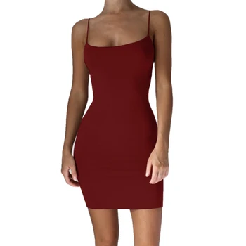

2019 New Fashion Female Summer Sexy Slim Sling Sleeveless Solid Color Tube Dress Tights Hips Nightclub Dress