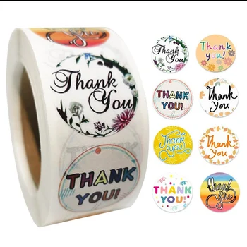 

500Pcs/Roll Gold Foil Thank You Stickers for seal labels 1 inch gift Packaging Stickers Birthday Party Offer Stationery Sticker