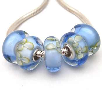 

JGWG1635 5X 100% Authenticity S925 Sterling Silver Beads Murano Glass beads Fit European Charms Bracelet diy jewelry Lampwork