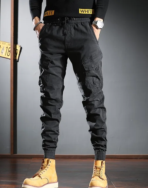  SILKKOBO Military Style Hip Hop Cargo Pants Men Fashion  Streetwear Joggers Men Pleated Trousers Black Casual Versatile Young :  Clothing, Shoes & Jewelry