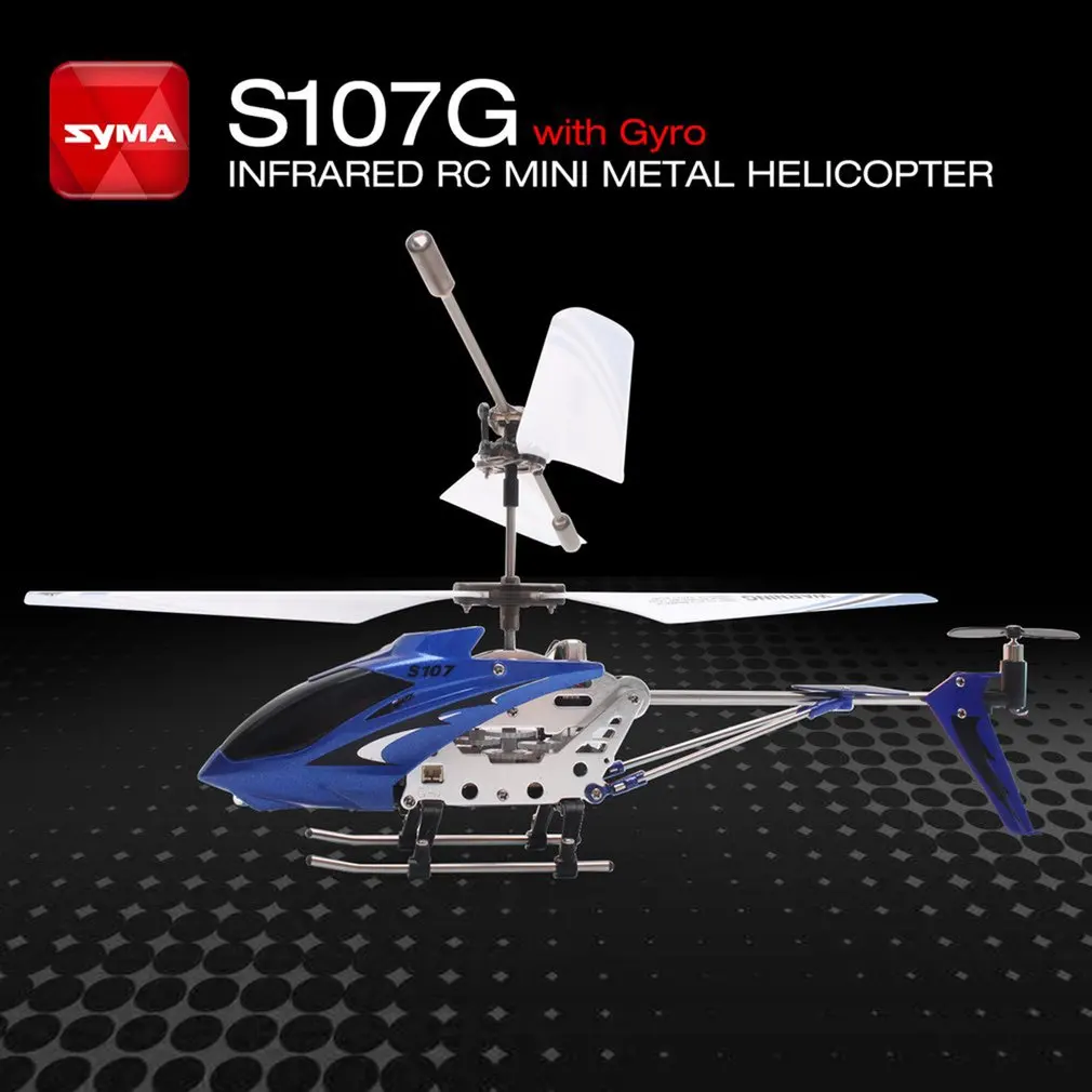 Популярный Радиоуправляемый Syma S107G гироскоп металлический инфракрасный радиоприемник 3CH мини-вертолет Радиоуправляемый Летающий Дрон с дистанционным управлением для игрушек в подарок RTF - Цвет: blue