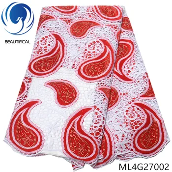 

BEAUTIFICAL Nigerian lace fabrics Guipure lace mix Flannel fabrics Hot sale nigerian cord lace with stones 5yards/lot ML4G270