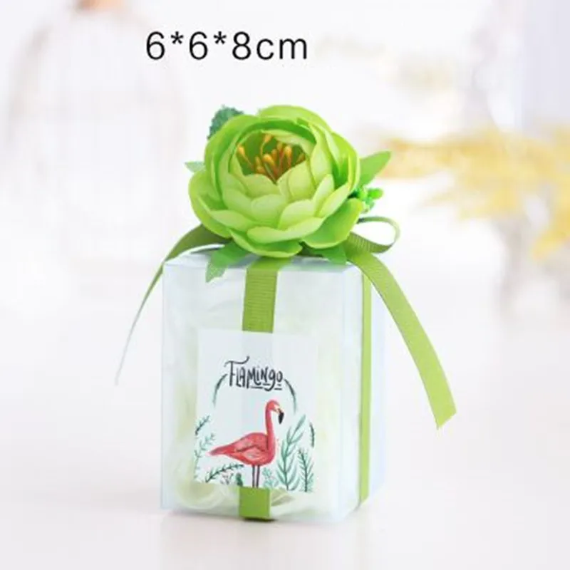 grind aronaceous 6x6x8cm 10pcs DIY clear / grind arenaceous flower pvc box new wedding gift box transparent European silk flower candy gift box - Цвет: grind aronaceous