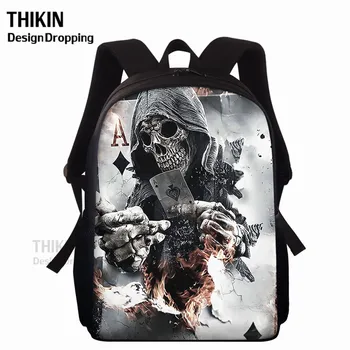 

THIKIN Grim Reaper Skull School Backpack For Teenager Boys Girls Causal School Bags Punk Travel Bagpack Men Rucksack Kid Bookbag