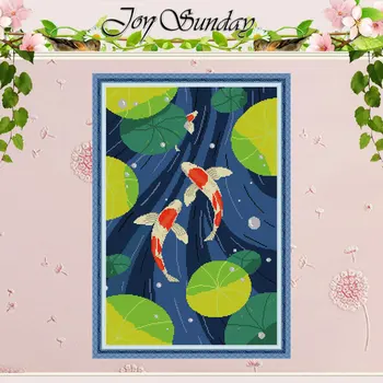 

Koi animals painting counted 11CT 14CT Cross Stitch Sets DIY wholesale Chinese Cross-stitch Kit Embroidery Needlework home decor