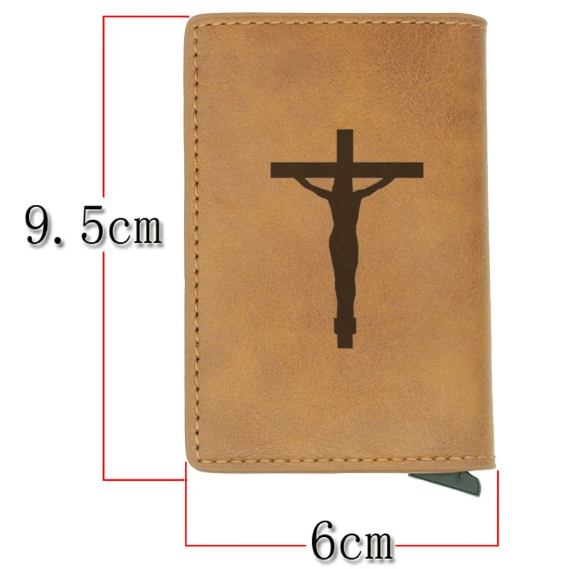 Классический дизайн Jesus Cross RFID кредитный держатель для карт Противоугонный автоматический кошелек чехол для карт мужской мини кожаный мужской кошелек