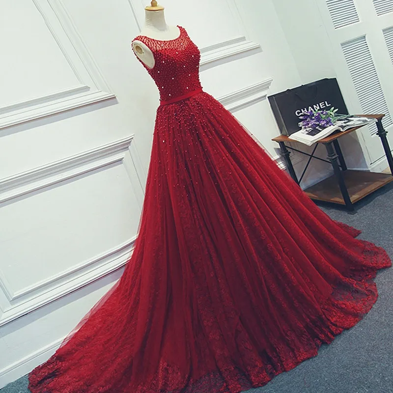 Same as picture Красные или зеленые длинные вечерние платья вечерние жемчужные роскошные красивые женские вечерние платья на выпускной распродажа - Цвет: Same as picture