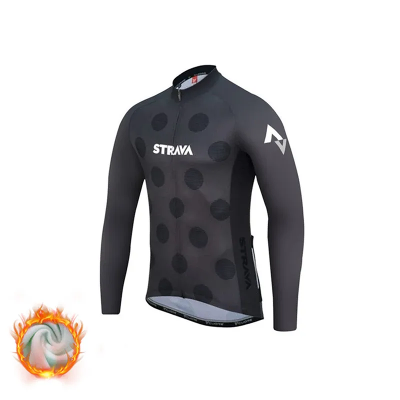 Strava теплая Зимняя Теплая Флисовая велосипедная одежда, мужская Трикотажная форма, костюм для езды на велосипеде, MTB Одежда, комбинезон, комплекты - Цвет: Winter bike shirts9