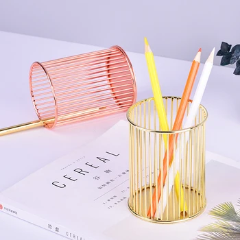 

High Quality Office Organizer Iron wire Pencil Pen Holders Stationery Container School Desk Storage Supplies Cosmetic Holders