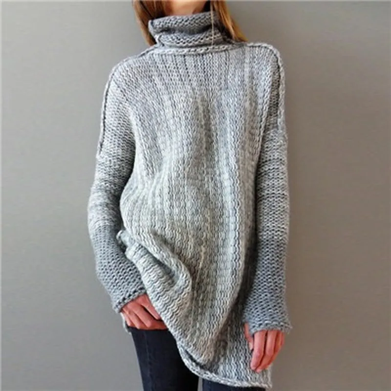 

Autumn Winter Women Knitted Sweaters Dress Plus Size Long Sleeves Turtleneck Sweater Tops Women Knit Outwear Pullovers Sweaters