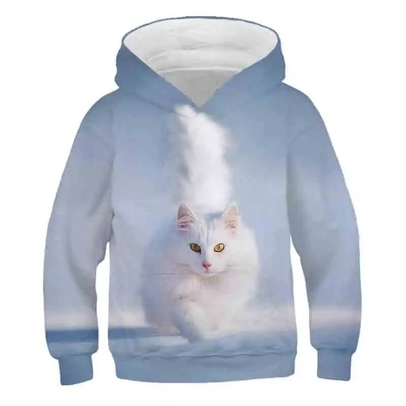 Толстовка с капюшоном Kawaii Cat 3D печать детская одежда видео телефон для