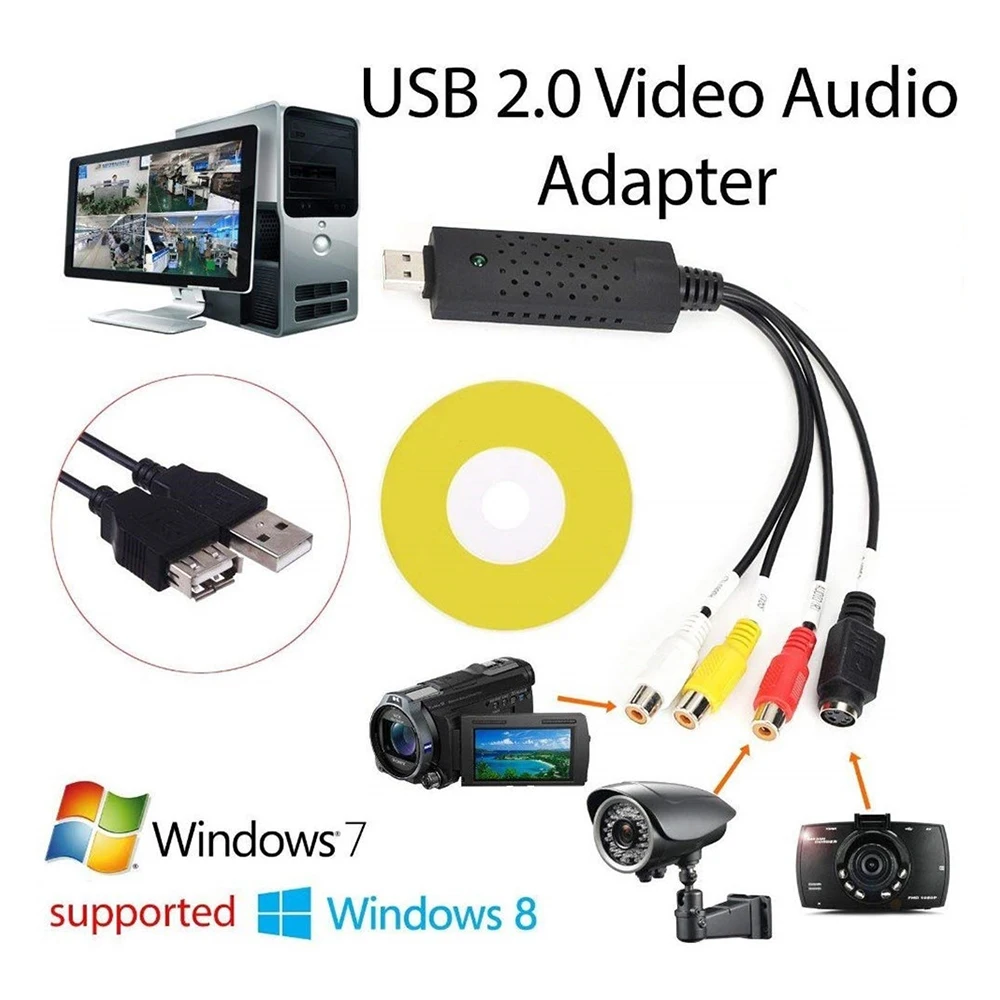 3 в 1 VHS для DVD адаптер USB EasyCAP 2,0 карта захвата видео ТВ DVD VHS аудио карта захвата конвертер ПК для PS3 Xbox для Win