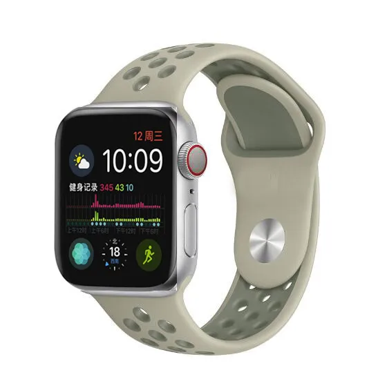 Мягкий силиконовый спортивный ремешок для apple watch ремешок 40 мм 44 мм браслет для iwatch 5 4 3 2 1 дышащий ремешок для часов 42 мм 38 мм - Цвет ремешка: spruce fog green