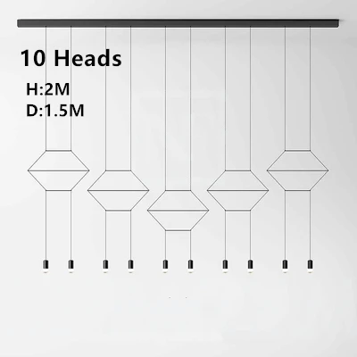10 Heads Современная линия художественная светодиодная люстра, освещение в скандинавском геометрическом стиле, креативная Подвесная лампа для гостиной, домашний декор, освещение, блеск, светильник - Цвет абажура: 10 Heads