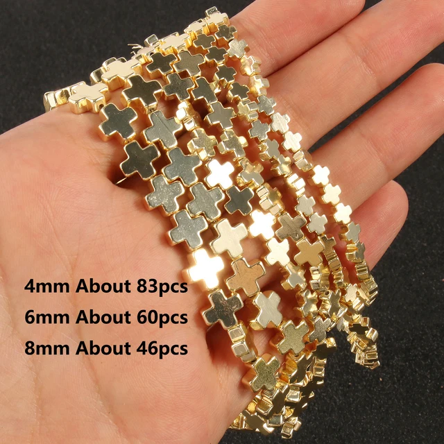 Natürliche Matte 9k Gold Überzogene Hämatit Stein Unregelmäßige Herz Stern Runde Lose Spacer Perlen für Schmuck Machen DIY Armband 15'' – Detail 4
