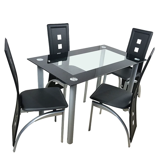 Tempered Glass Dining Table with 4 Chairs  6