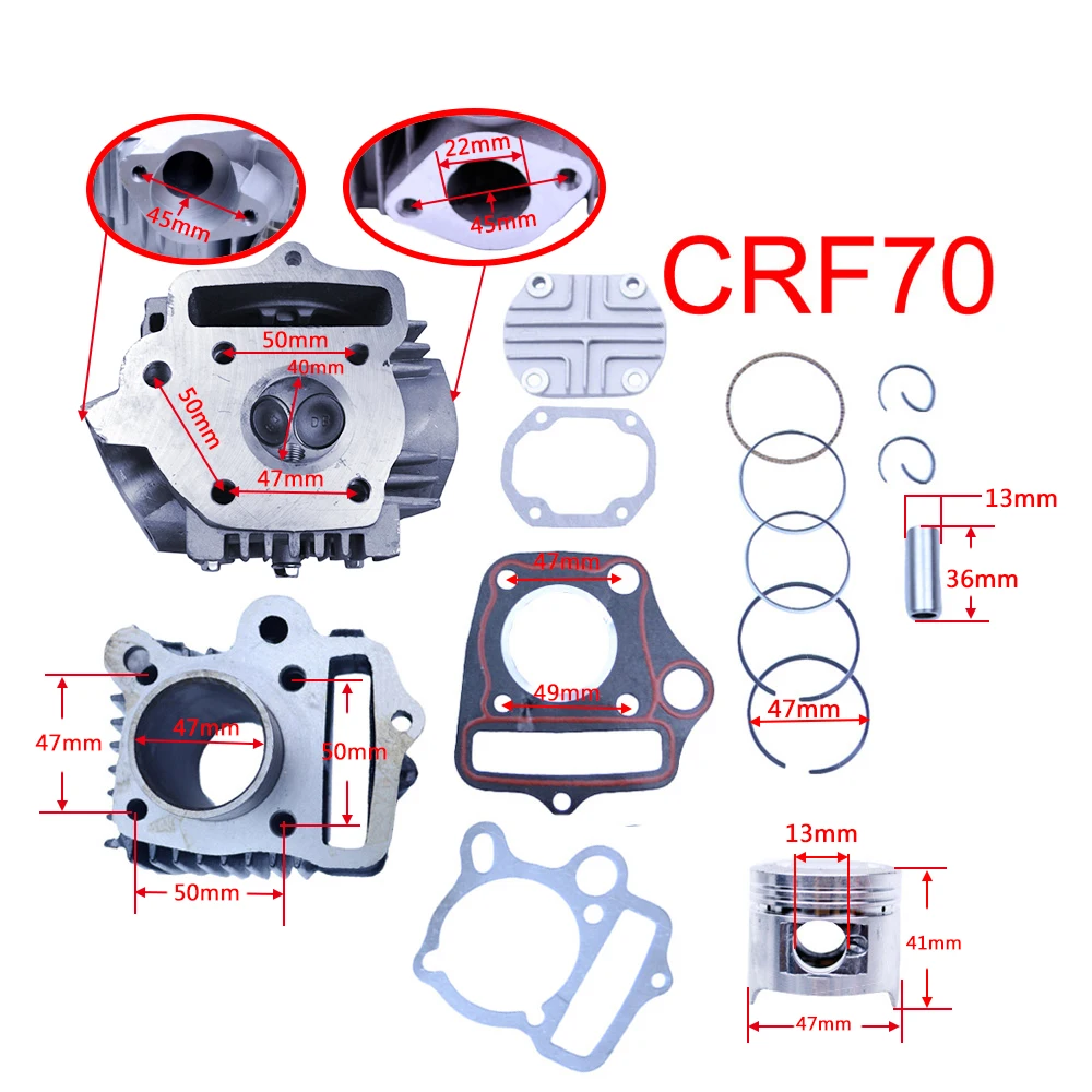 FLYPIG цилиндр поршневые кольца прокладка восстановление двигателя комплект для HONDA ATC70 CRF70 CT70 C70 TRX70 XR70 S65 70CC