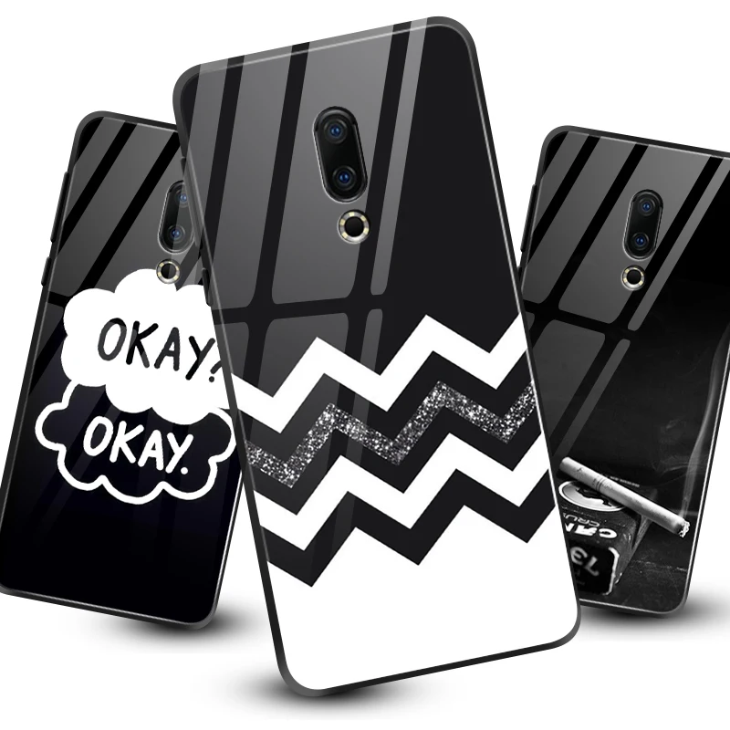 

For iPhone 5S SE 6 6S 7 8Plus XR XS MAX Tempered Glass Case for Meizu M5 M6 M8 M9 Note 16th Plus Shockproof Hard Design Deep Bag