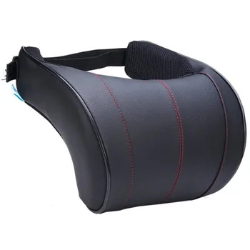

1Pcs Pu Leather Auto Car Neck Pillow Memory Foam Pillows Neck Rest Seat Headrest Cushion Pad Black with Red