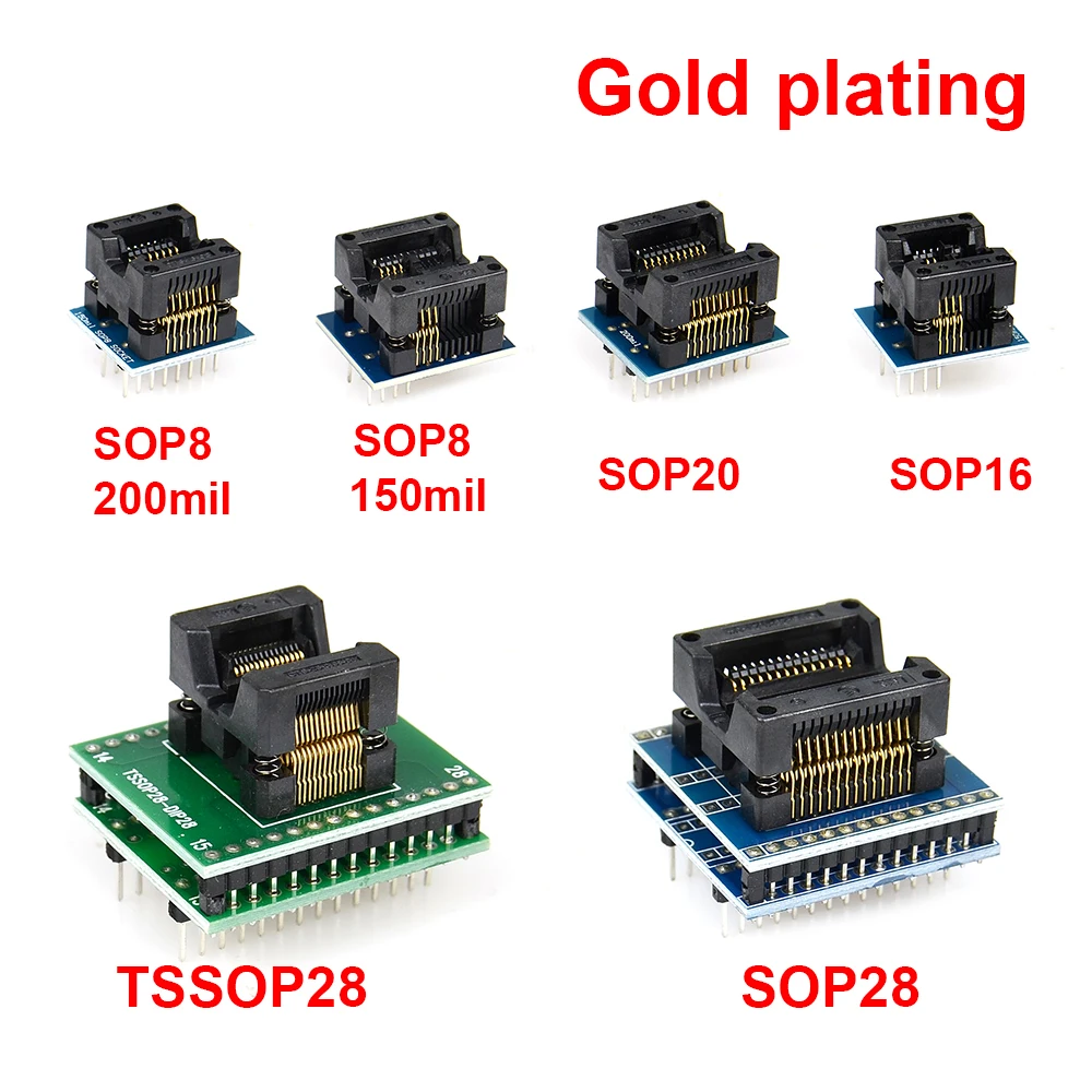 6 шт. разъем адаптера Комплект SOP28+ SOP20+ SOP16+ SOP8150mil/200mil+ TSSOP48 адаптер для TL866CS TL866A TL866Il плюс RT809H программист
