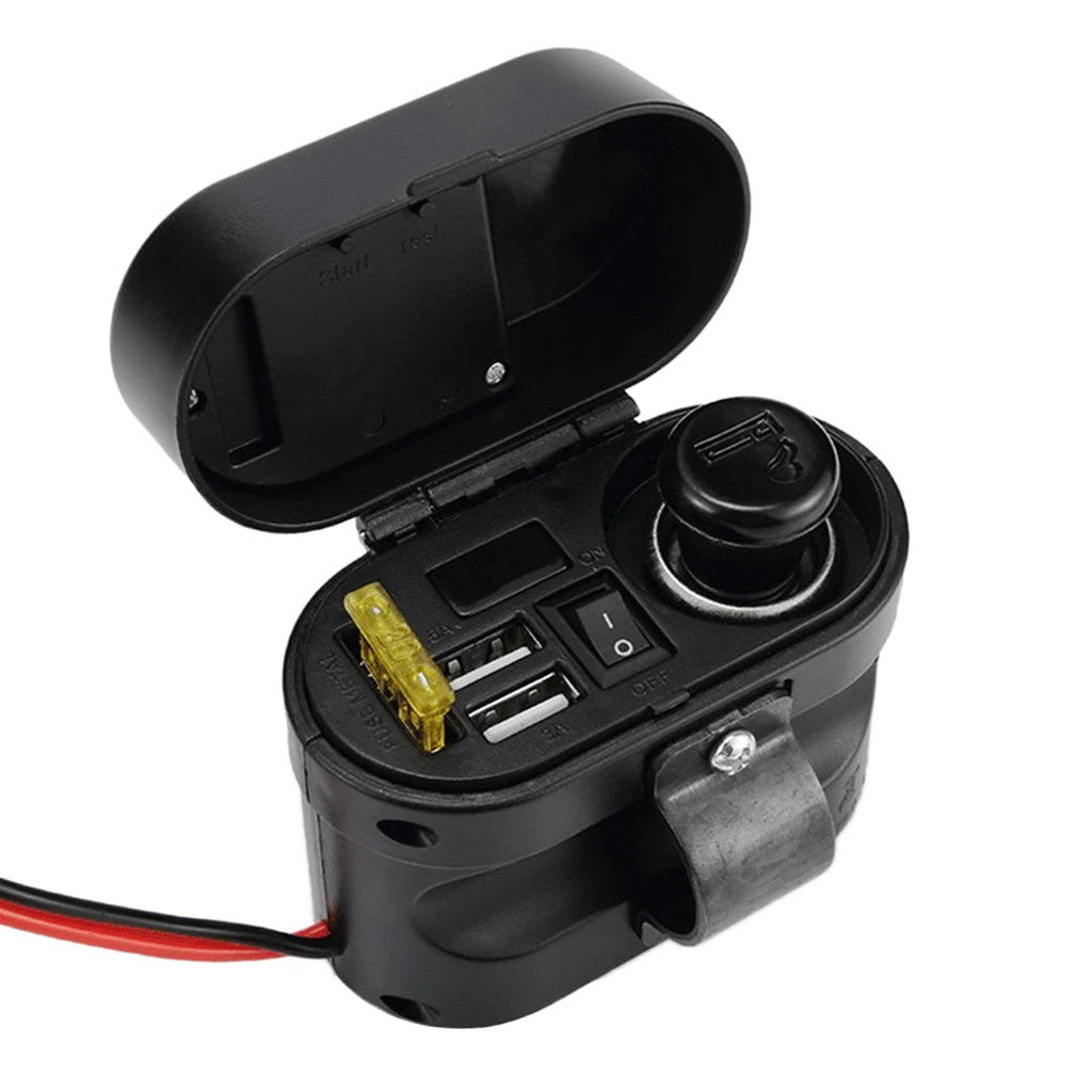 DC 12 V/24 V автомобиля с двумя портами USB Зарядное устройство Мощность розетка с Зажигалка для сигарет розетка и крышкой, Водонепроницаемый, защита от пыли