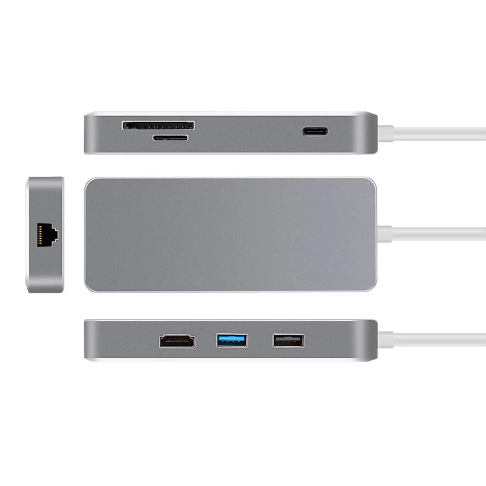 7 в 1 type C зарядный концентратор к HDMI RJ45 Gigabit LAN USB3.0 TF SD адаптер для Mac Поддержка всех моделей с TPPE-C серии ноутбуков