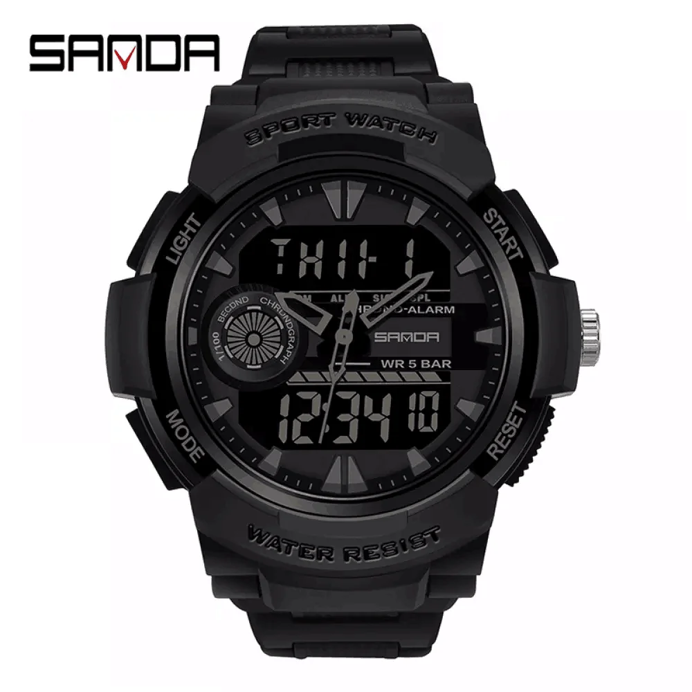 SANDA Fashion Watch Simple Sport Watch Men 50M Waterproof Month Display Multifunctional Luminous Electronic Male Wrist Watches afbeelding