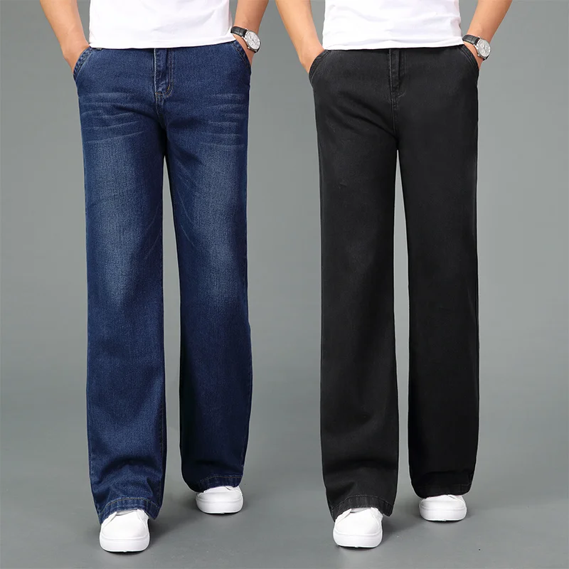 

Free shipping men's 2019 new autumn and winter wide-leg jeans casual trousers