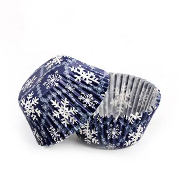 

Xmas Blue Snowflake Cupcake Paper Cup Christmas Party Caissette Cupcake Liner Baking Muffin Cases Oilproof Cupcake Wrapper Paper